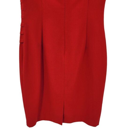 Calvin Klein Sleeveless Sheath Dress 6 Red Starburst Ruched Tea Length Holiday - Picture 11 of 12